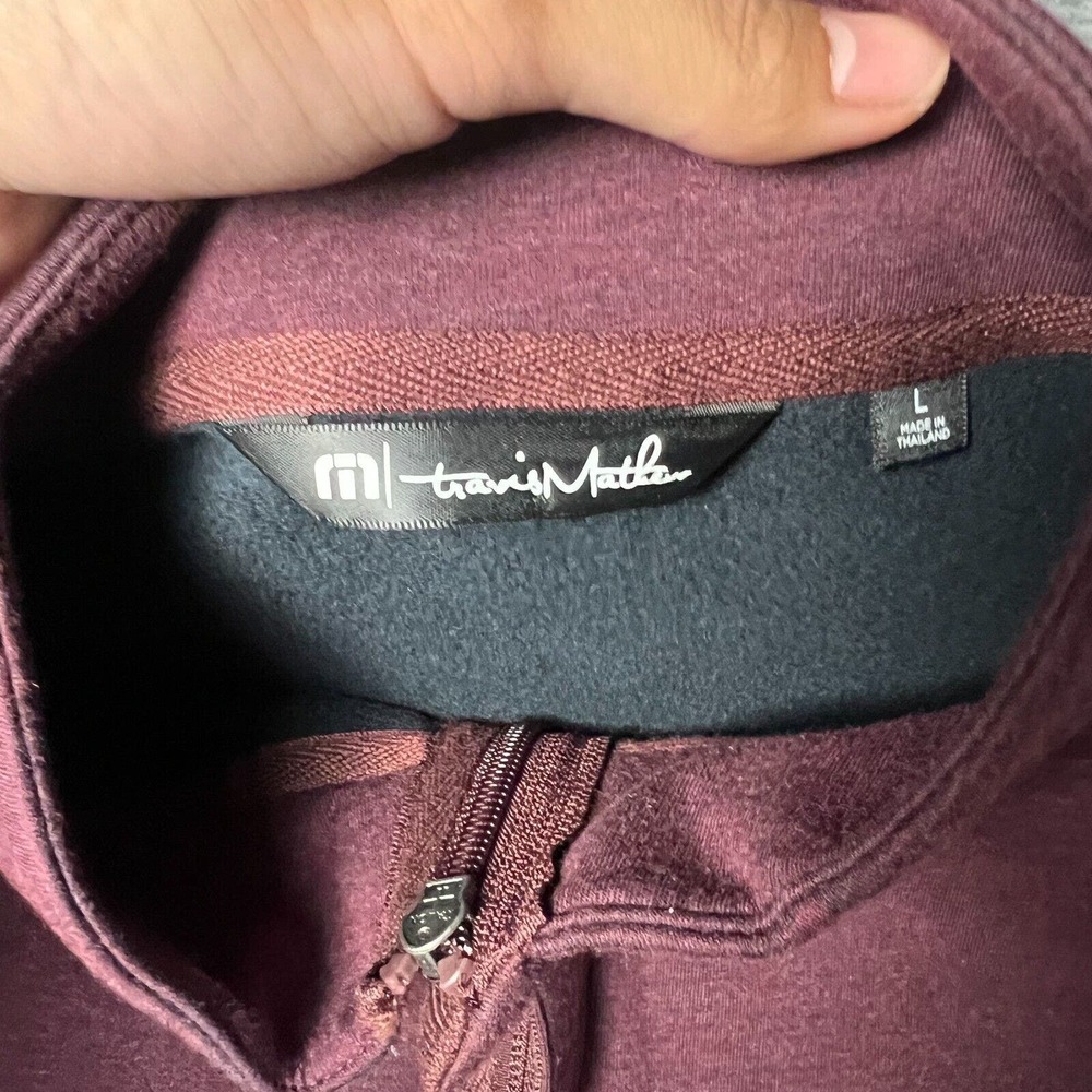 Travis Mathew Sweater Mens Large Red 1/4 Zip Pullover Golf Fleece Performance - Picture 5 of 11